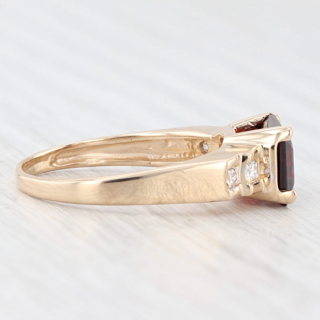 Antique White 2.80ctw Emerald Cut Garnet Diamond Ring 14k Yellow Gold Size 7.5