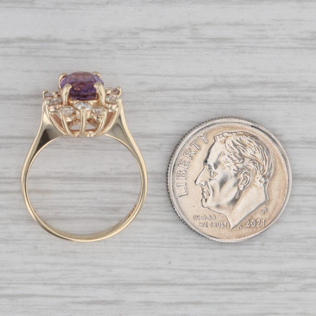 Gray 1.60ctw Oval Amethyst Diamond Halo Ring 14k Yellow Gold Size 5