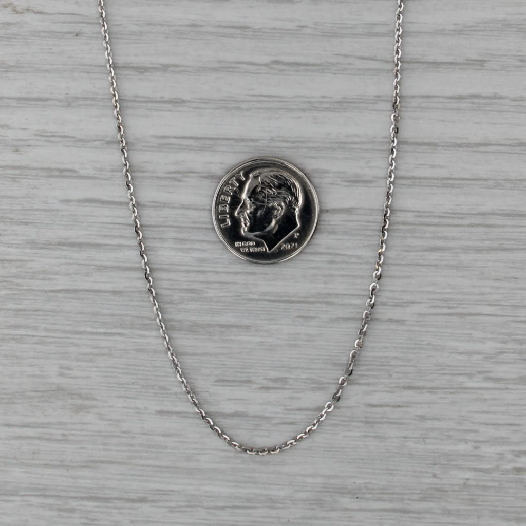 Cable Chain Necklace 14k White Gold Adjustable up to 24" 0.9mm