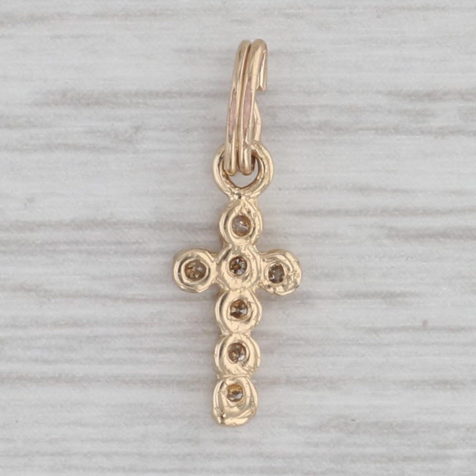 Gray Small Diamond Cross Charm 14k Yellow Gold Pendant