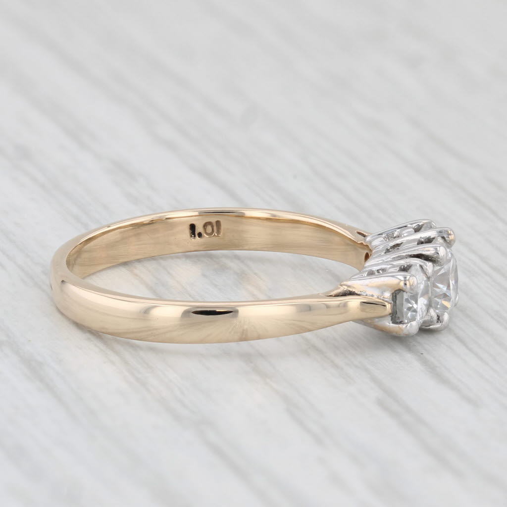 Light Gray 1.01ctw 3-Stone Round Diamond Engagement Ring 14k Gold Size 7.75 IGI Card