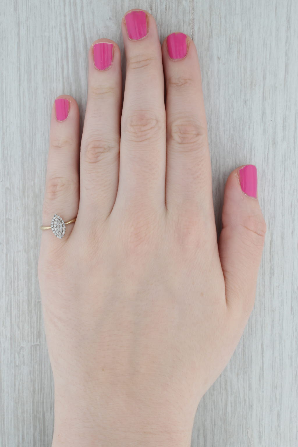 Gray 0.12ctw Diamond Marquise Cluster Halo Engagement Ring 10k Yellow Gold Size 7