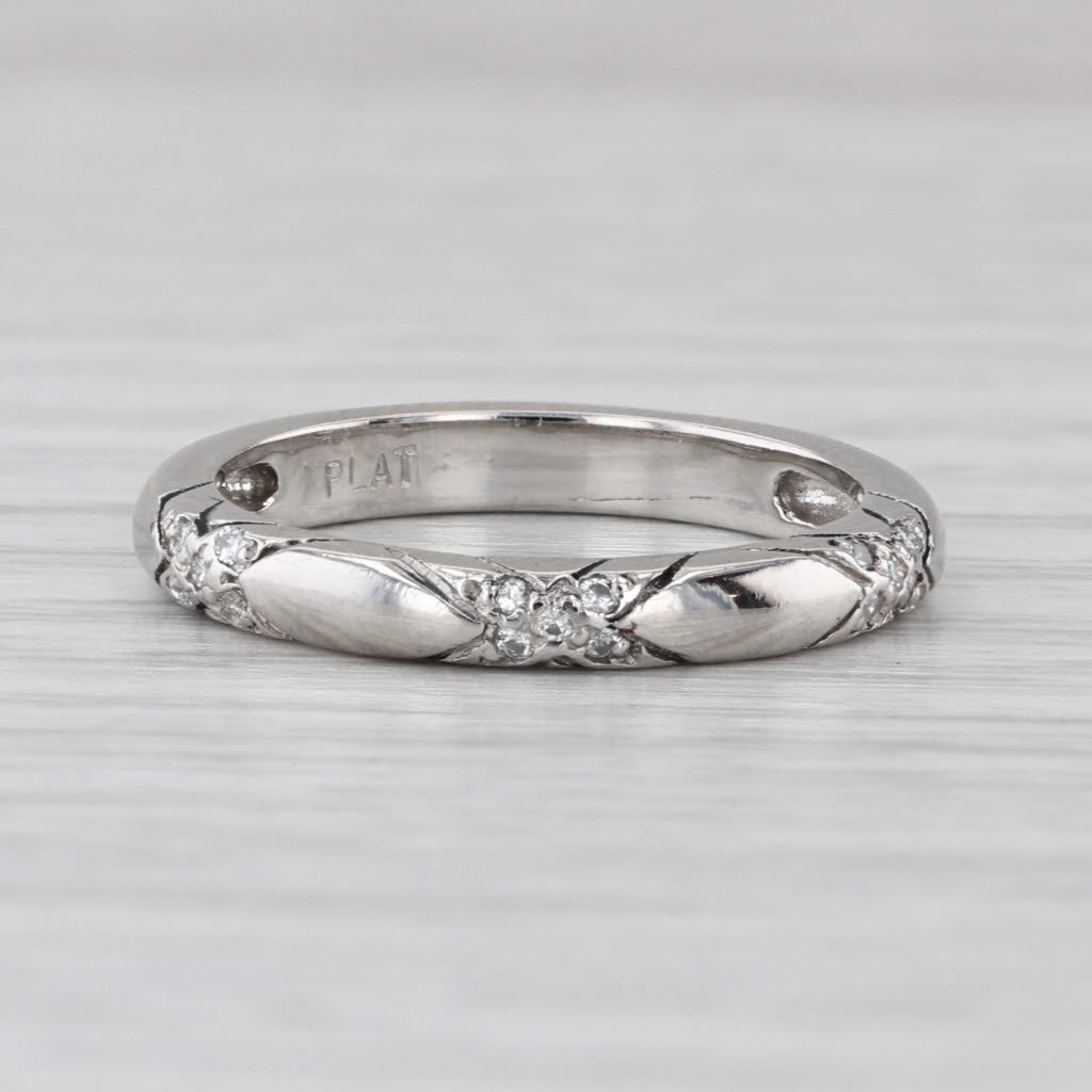 Diamond Accented Ring Platinum Size 6.75 Stackable Wedding Band