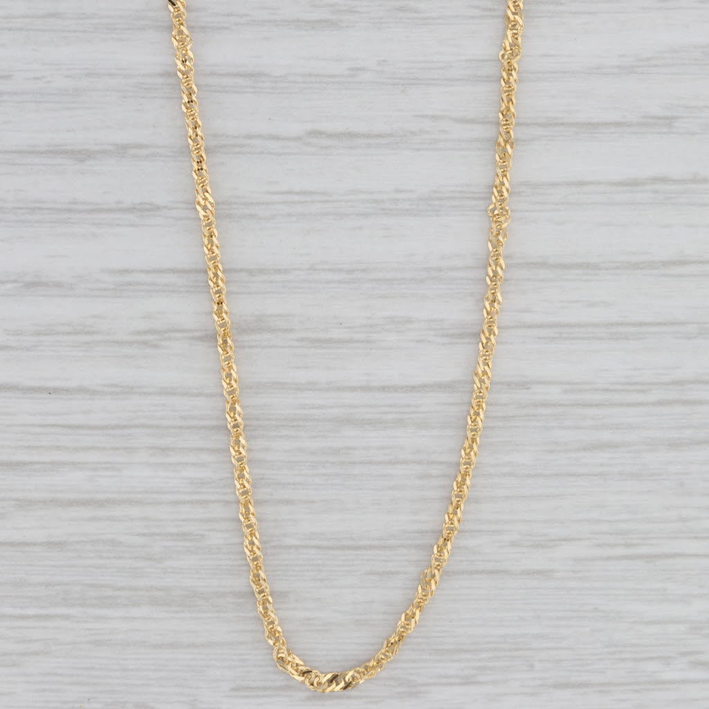Gray Singapore Chain Necklace 14k Yellow Gold Long 20" 1.3mm
