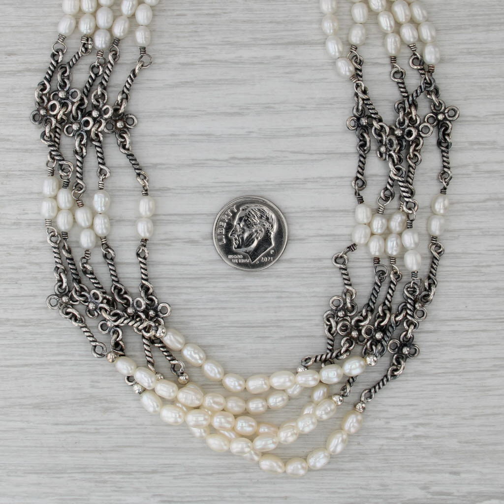 Silpada Cultured Pearl Multistrand Necklace Sterling Silver 16.5" N1214