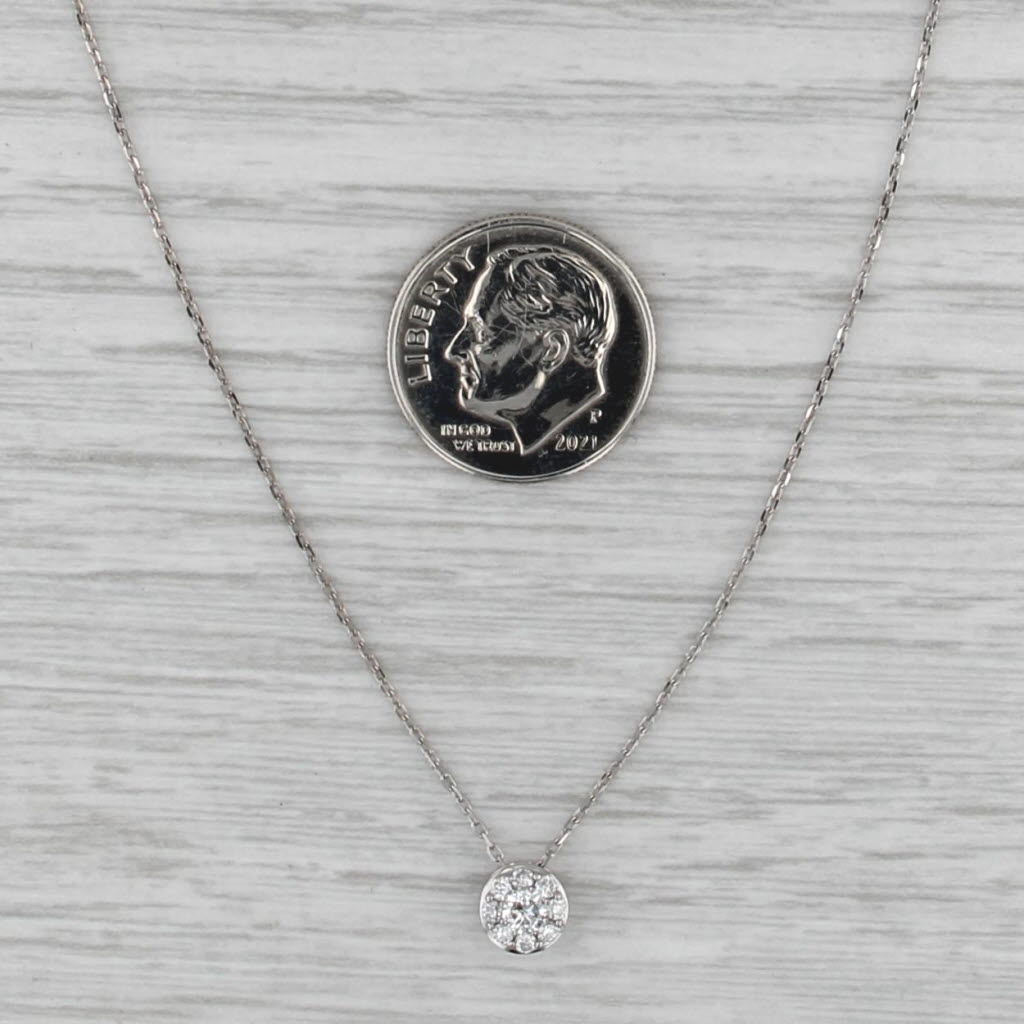 0.18ctw Small Diamond Cluster Pendant Necklace 10k White Gold 16-18" Cable Chain