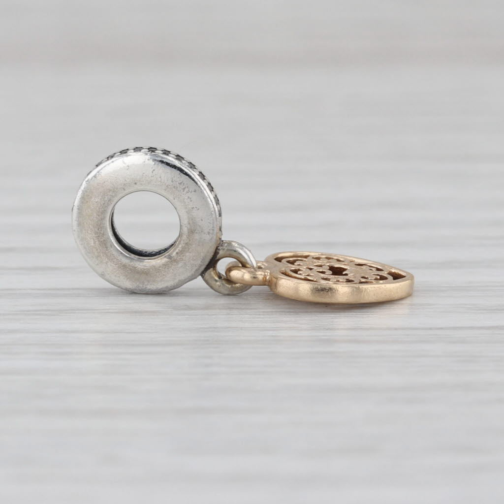 Pandora Magnificent Heart Bead Charm Sterling Silver 14k Gold 791742CZ Dangle
