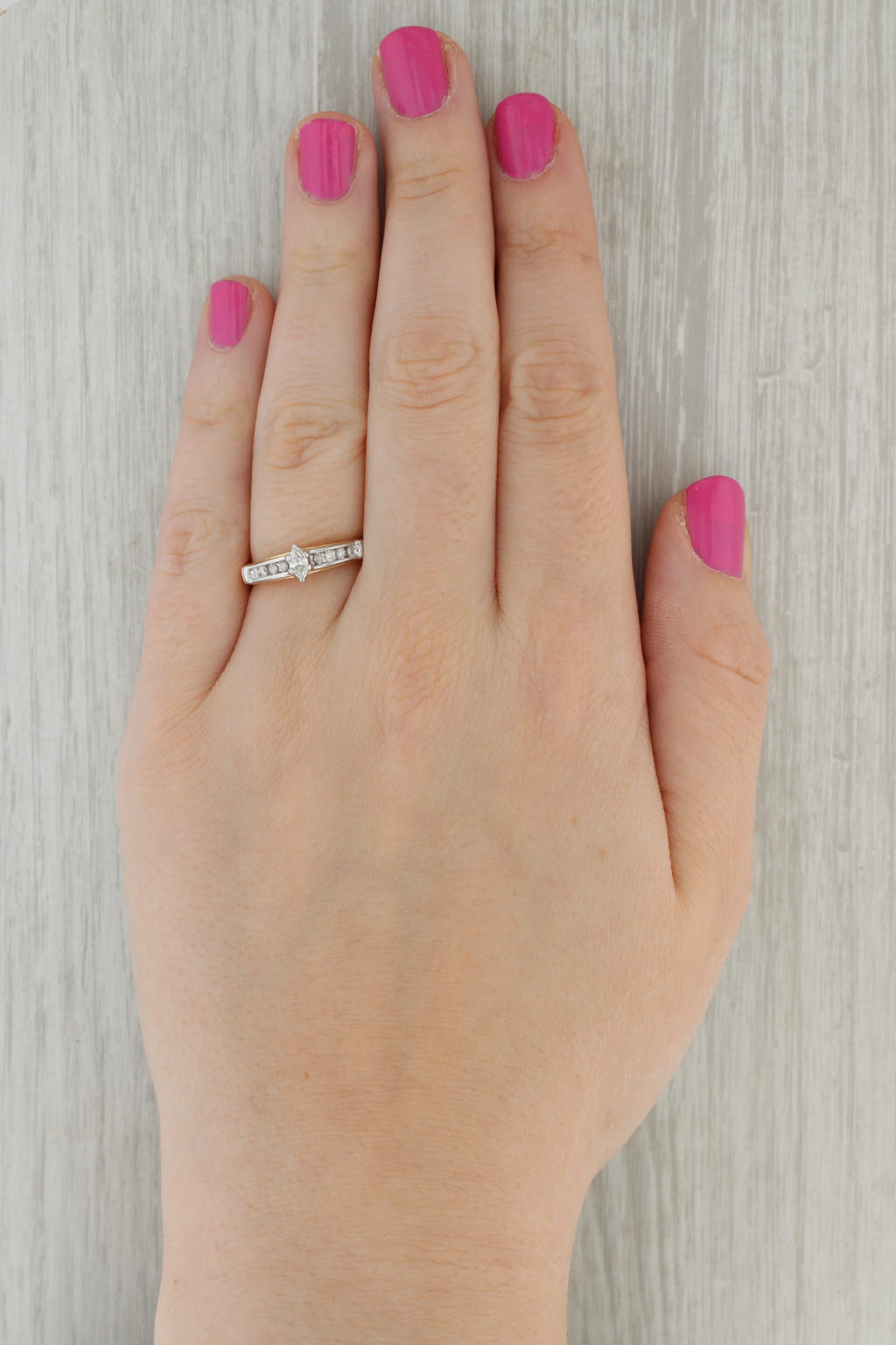 Dark Gray 0.30 Marquise Diamond Engagement Ring 10k Yellow Gold Size 7.25