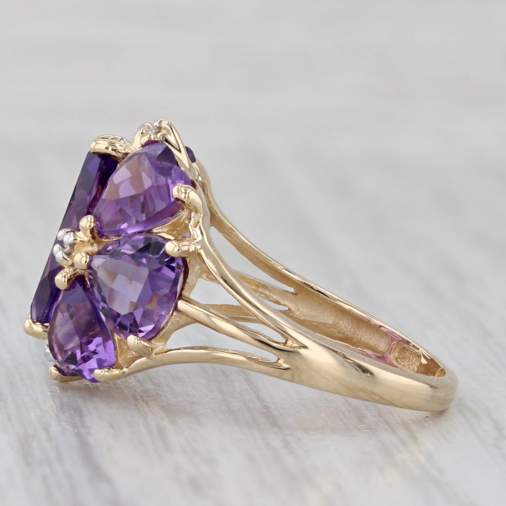 Gray 5.20ctw Amethyst Hearts Cluster Ring 14k Yellow Gold Size 7