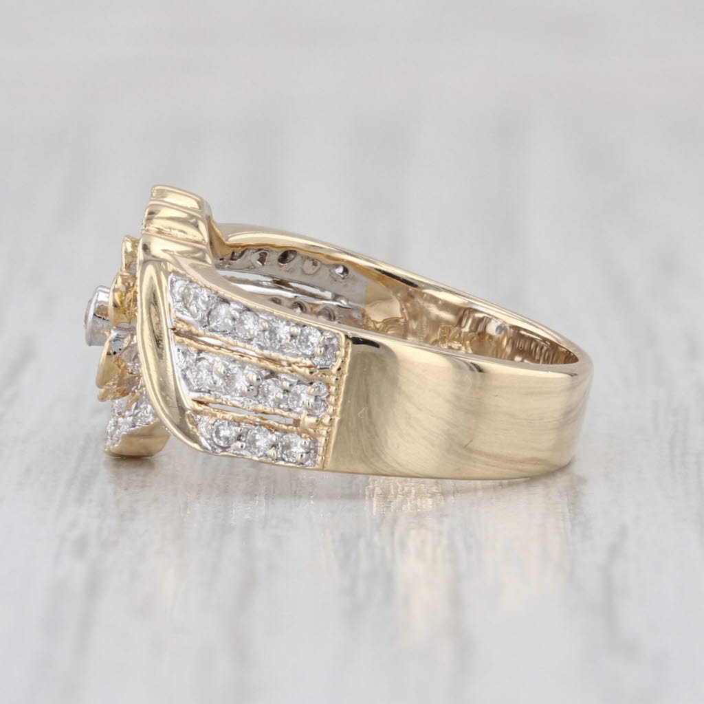 0.40ctw Diamond Flower Engagement Ring 14k Yellow Gold Size 5-5.25