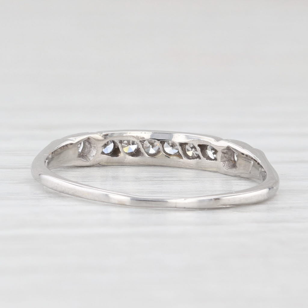 Light Gray Art Deco 0.12ctw Diamond Wedding Band Platinum Stackable Ring