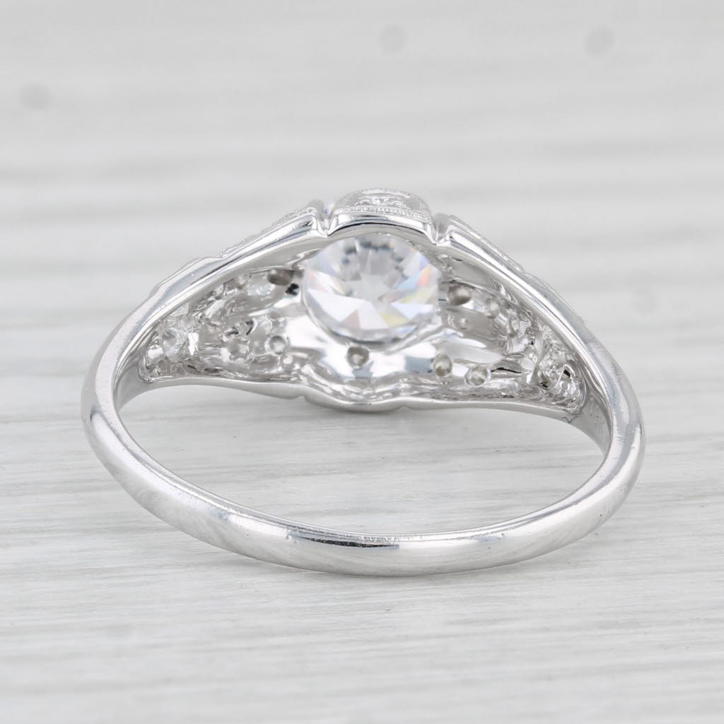 Light Gray New Beverley K Round Semi Mount Engagement Ring 18k White Gold Diamond Size 6.5
