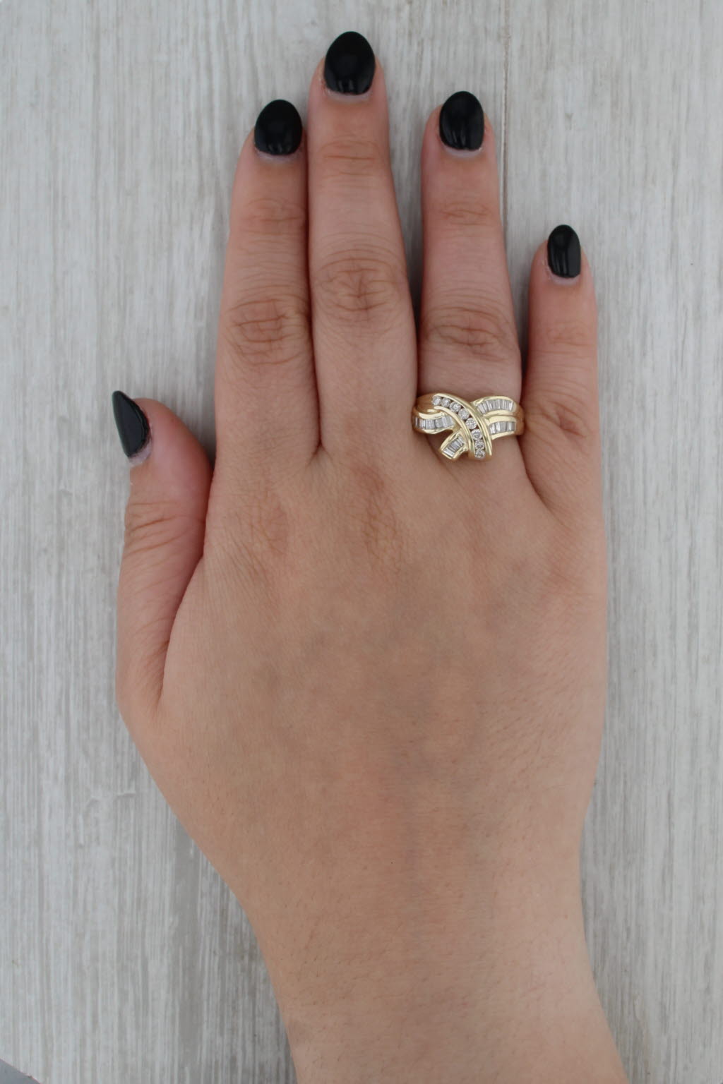 0.73ctw Diamond Cocktail Knot Ring 14k Yellow Gold Size 7