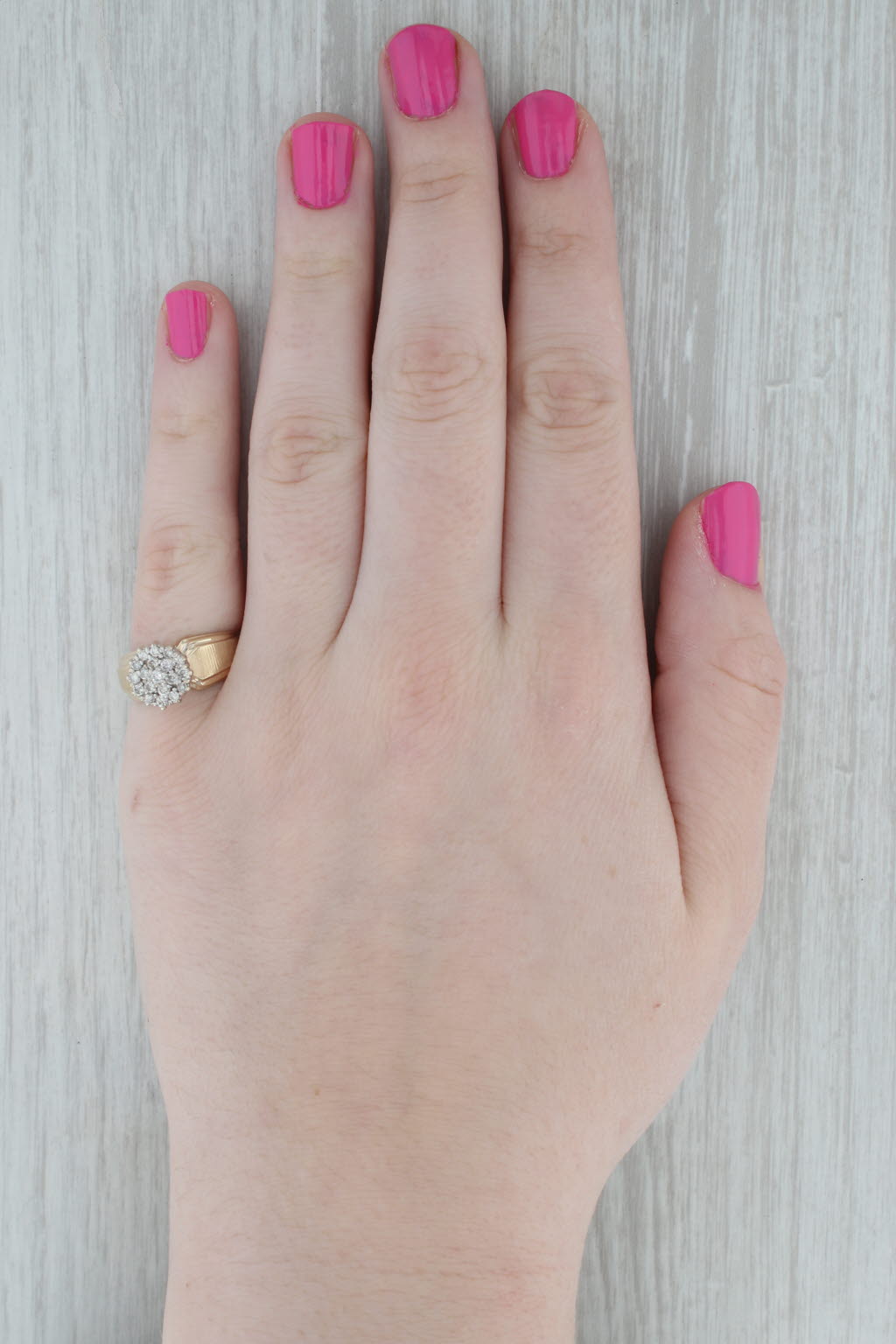 Gray 0.40ctw Diamond Cluster Ring 10k Yellow Gold Vintage Engagement Size 7