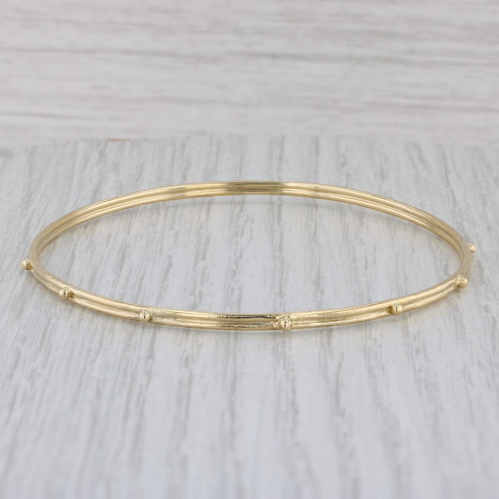 Gray Emily Armenta Granulated Dots Bangle Bracelet 18k Yellow Gold 8" 2.5mm