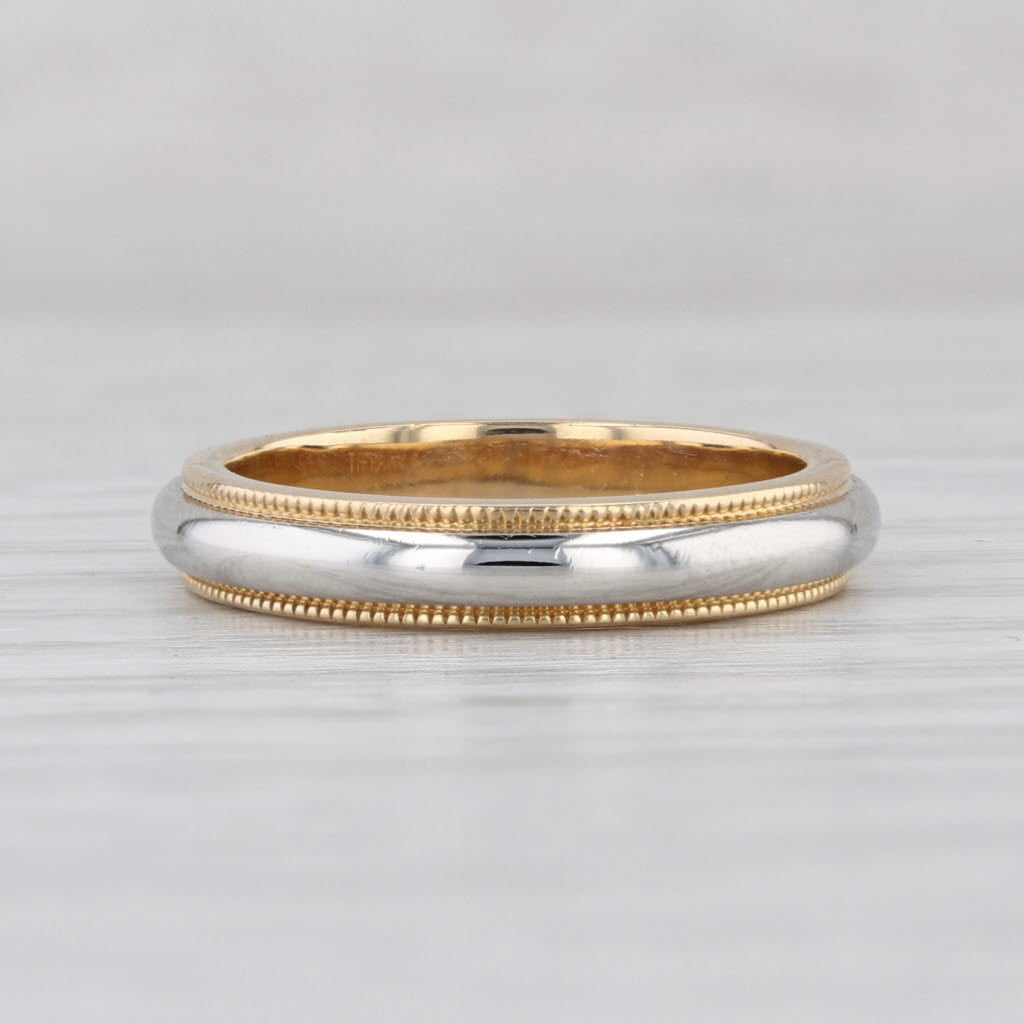 Tiffany & Co Wedding Band 18k Gold Platinum Ring 2-toned Stackable Size 5 w/ Box