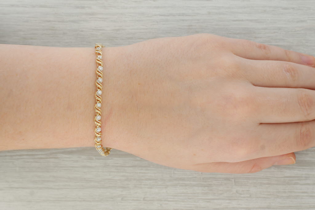Tan 0.50ctw Diamond Tennis Bracelet 14k Yellow Gold 7.25" 4.3mm