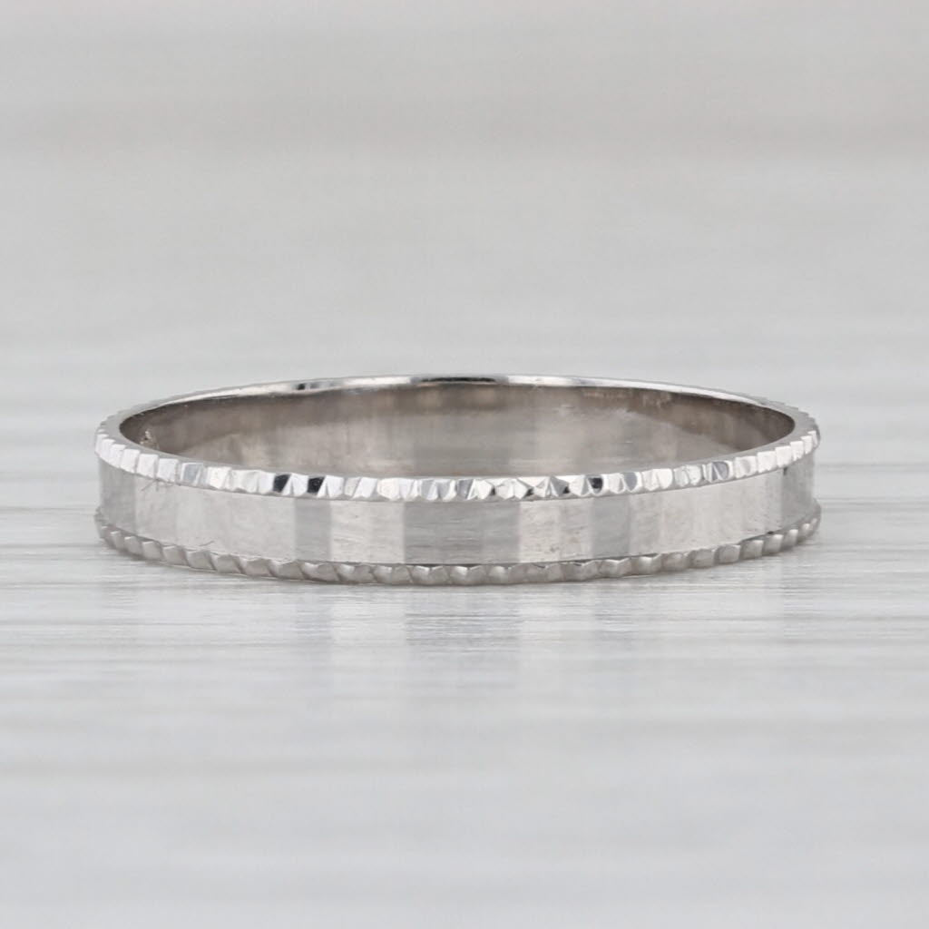 Milor Italy Women's Wedding Ring 18k White Gold Size 6 Ring Beveled Edge