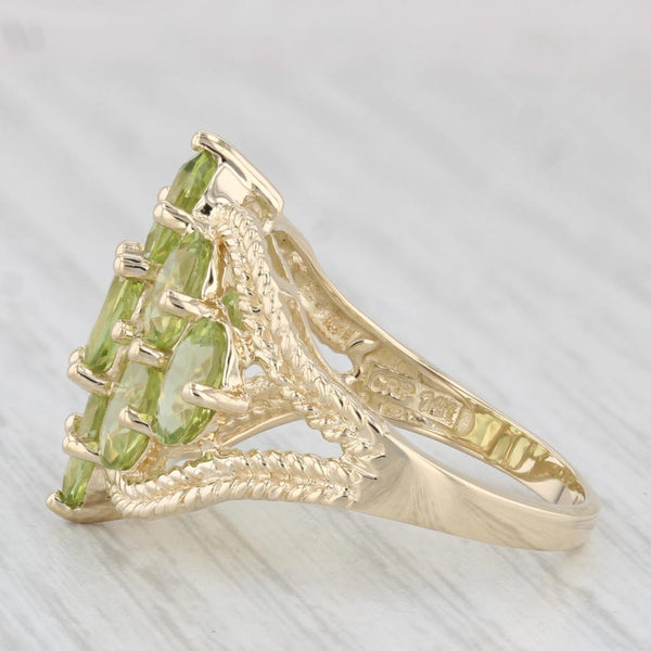 4.50ctw Peridot Cluster Ring 14k Yellow Gold Size 8.25 Cocktail