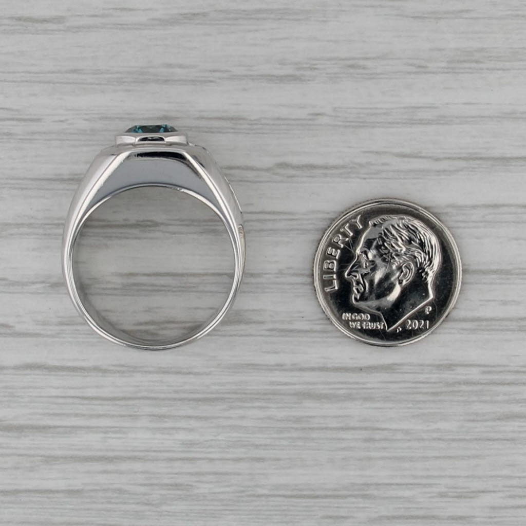 2.30ctw Round Blue White Diamond Ring 14k White Gold Size 8.5