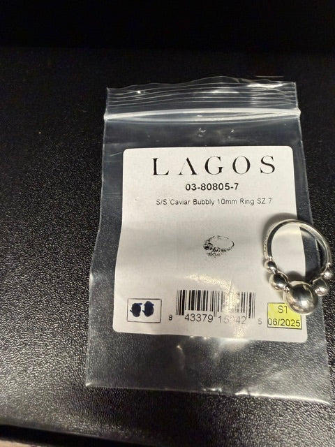 New Lagos Caviar Bubbly Graduated Bead Ring Sterling Silver Size 7