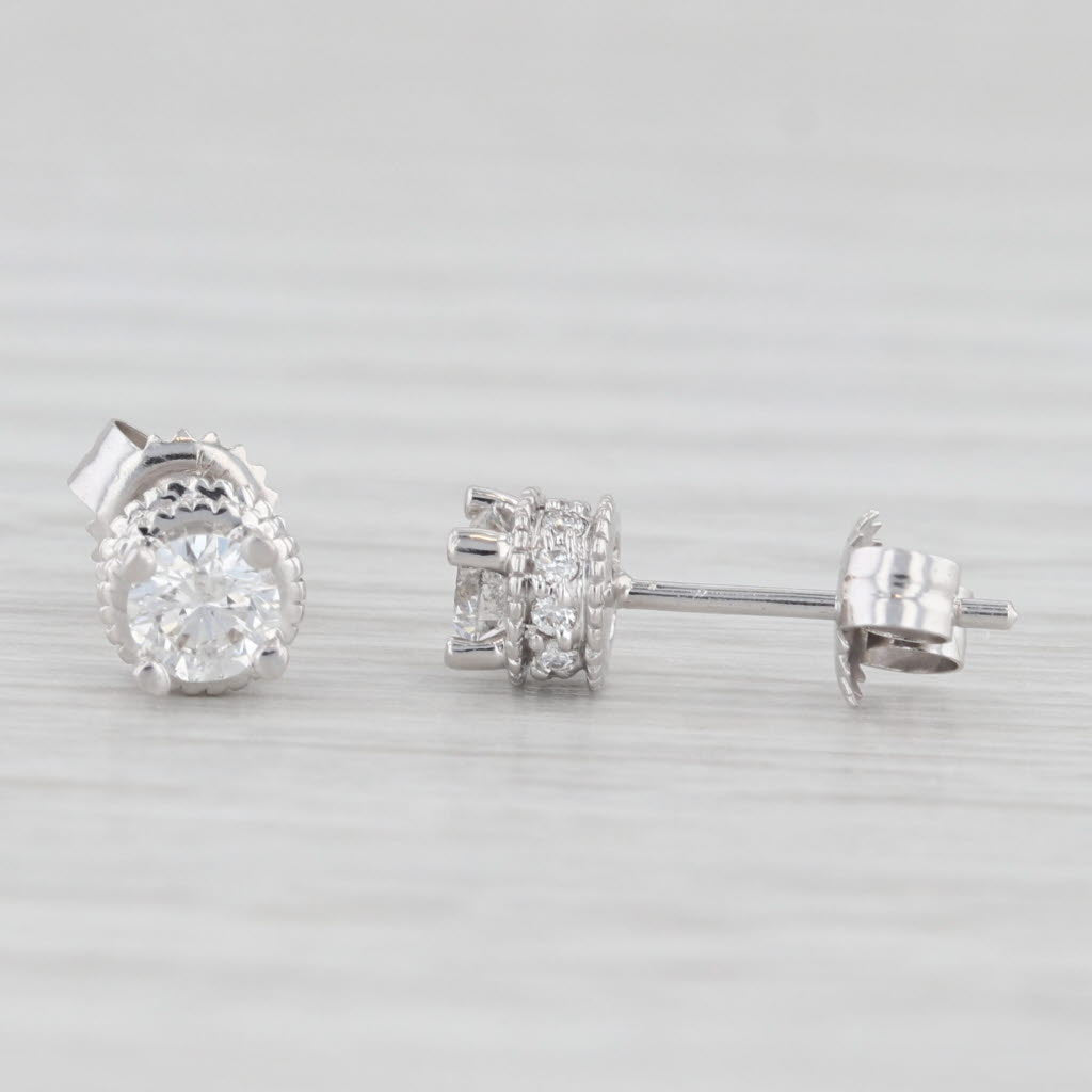 Light Gray 0.48ctw Diamond Halo Stud Earrings 14k White Gold