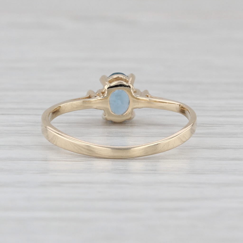 0.45ct Lab Created Blue Spinel Diamond Ring 10k Yellow Gold Size 6.75