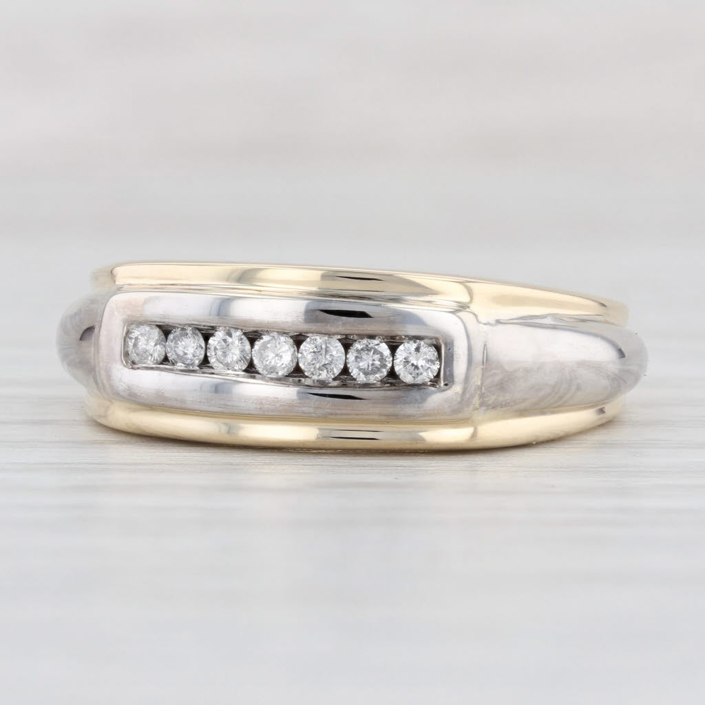 Light Gray 0.18ctw Diamond Ring 14k Gold Size 11.5 Men's Wedding Band
