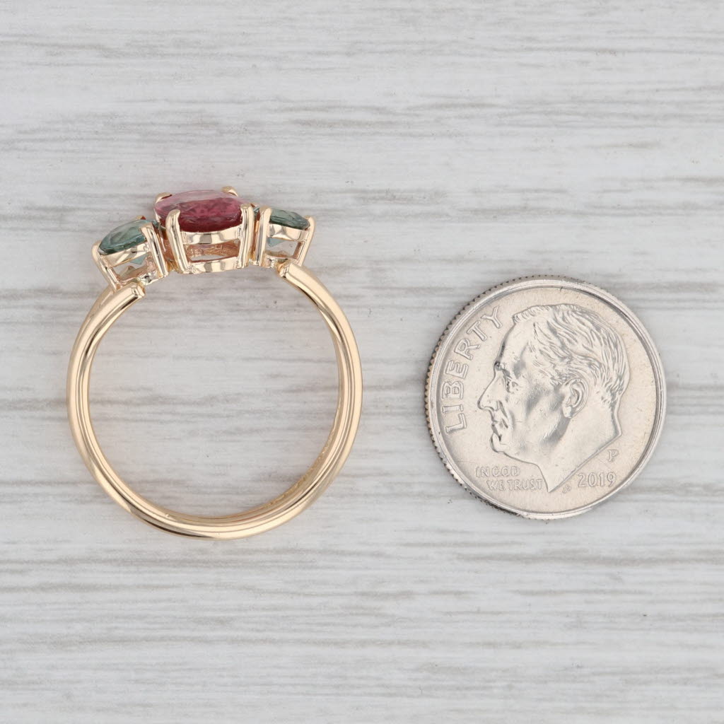 Gray 2.25ctw Pink Green Tourmaline Ring 14k Yellow Gold Size 8.25