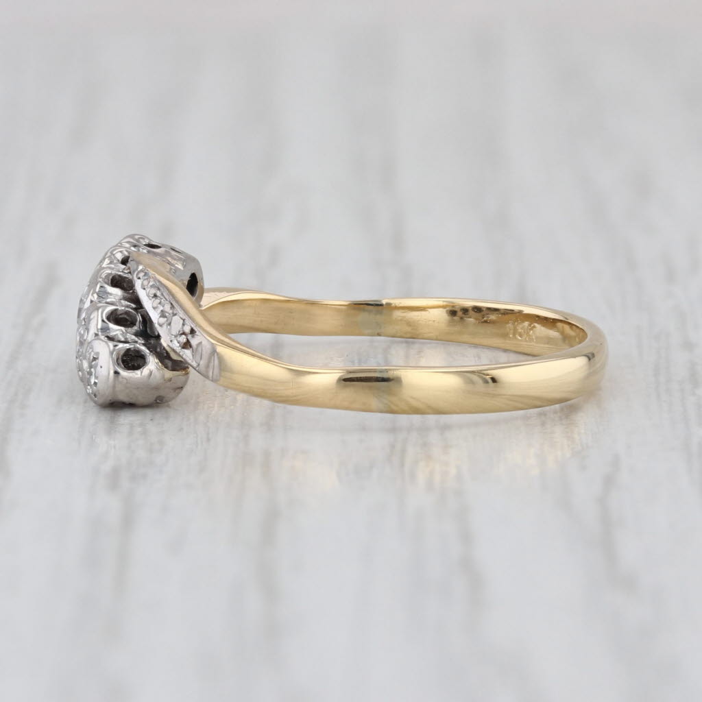 0.14ctw Diamond Bypass Ring 18k Gold Platinum Size 8.5 Wedding Anniversary