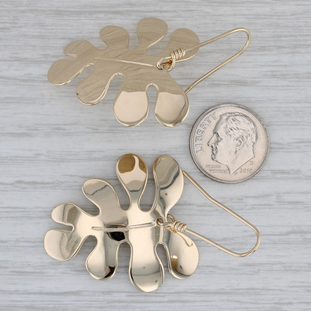 Gray Large Leaf Dangle Earrings 14k Yellow Gold Retired James Avery Hook Posts