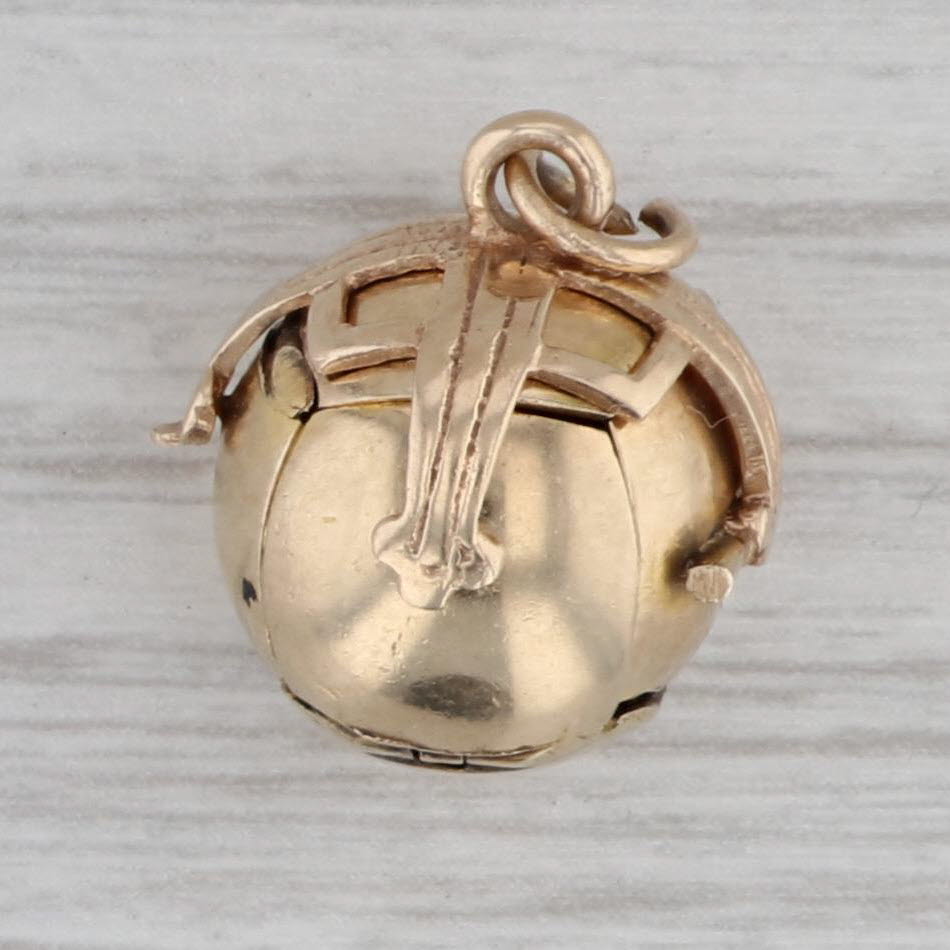 Gray Antique Masonic Cross Orb Fob Charm 9ct Gold Silver Engraved Symbols Skull Stars