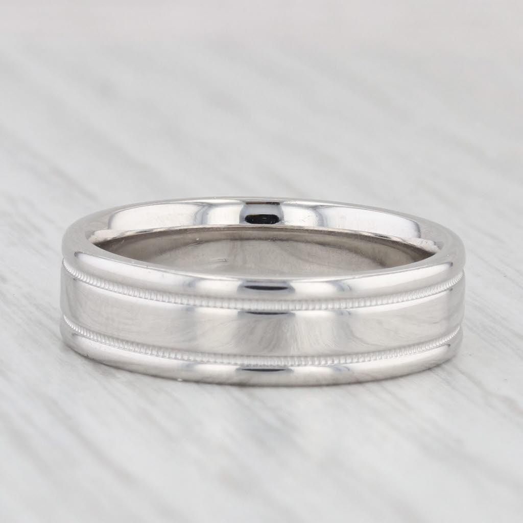 Light Gray Scott Kay Men's Wedding Band 950 Platinum Ring Reeded Edge
