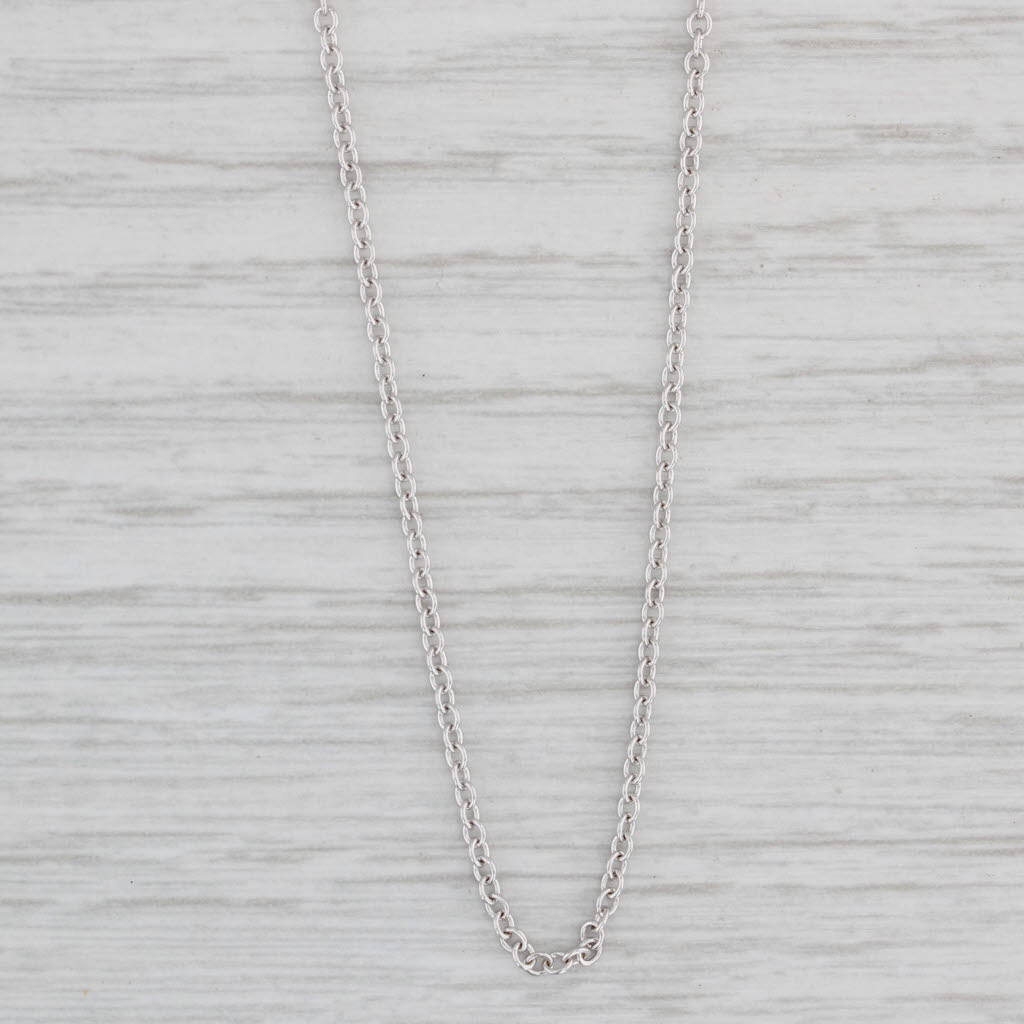 Light Gray 18” Cable Chain Necklace 18k White Gold Italy 1.6mm