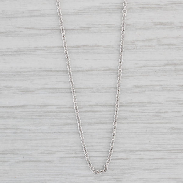 Light Gray 18” Cable Chain Necklace 18k White Gold Italy 1.6mm