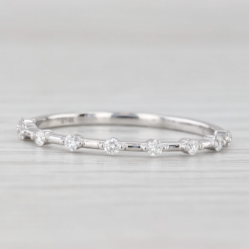 Light Gray New 0.13ctw Diamond Wedding Band 14k White Gold Stackable Anniversary Ring 6.75
