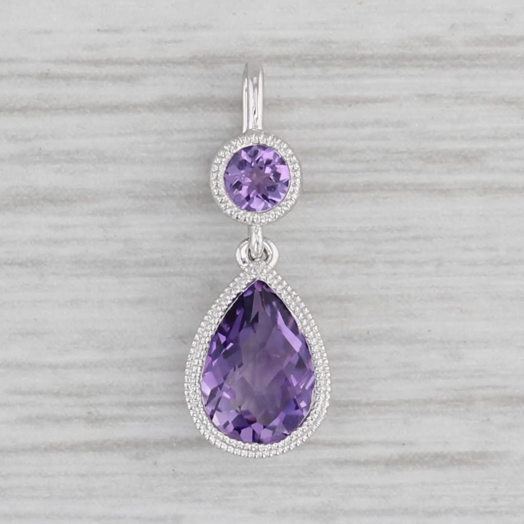 Gray New 0.79ctw Amethyst Teardrop Pendant 14k White Gold