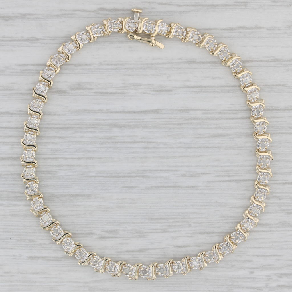 Gray 0.75ctw Diamond Tennis Bracelet 14k Yellow Gold 7.25"