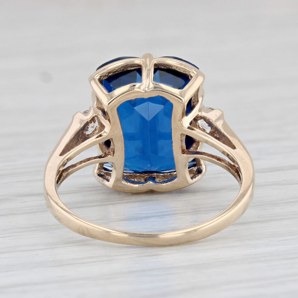 Light Gray Vintage Blue Lab Created Spinel Ring 10k Yellow Gold Size 7