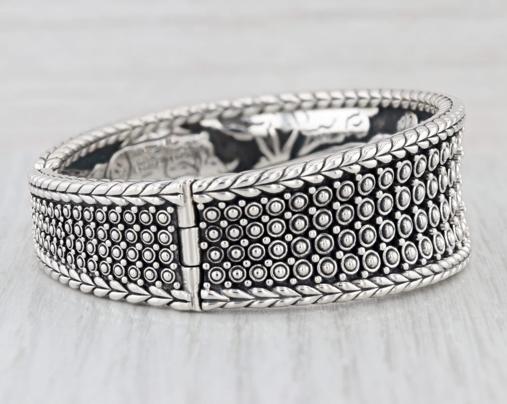 John Hardy Jai Safari Scene Cuff Bracelet Sterling Silver Hinged 7" Statement