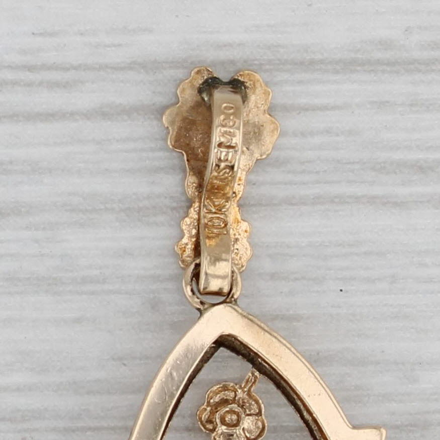 Gray Spessartite Garnet Flower Pendant 10k Yellow Gold Vintage Floral
