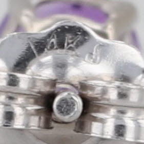 Single 0.22ct Amethyst Stud Earring 14k White Gold Round Solitaire