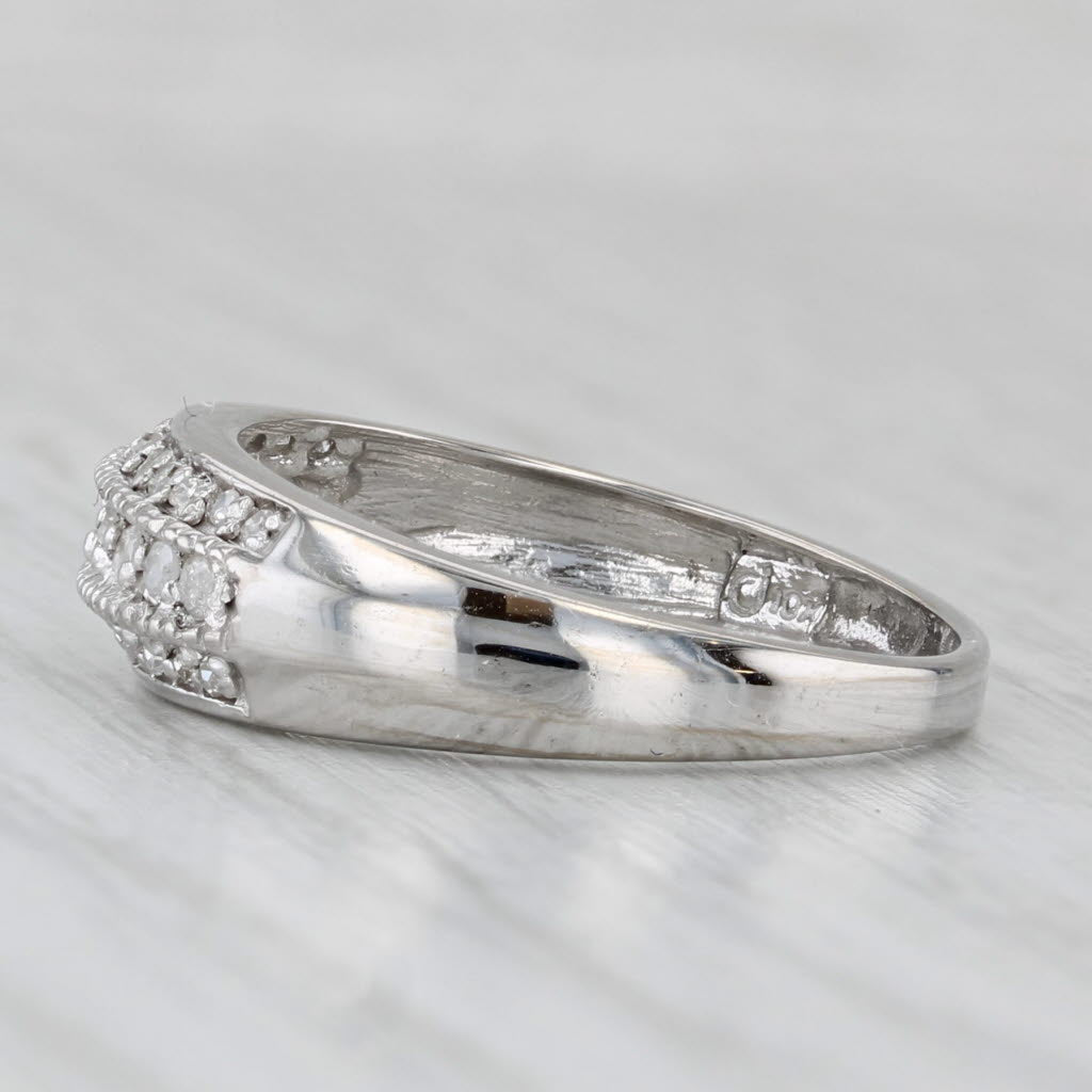 Light Gray 0.17ctw Diamond Wedding Band 10k White Gold Size 7 Anniversary Ring