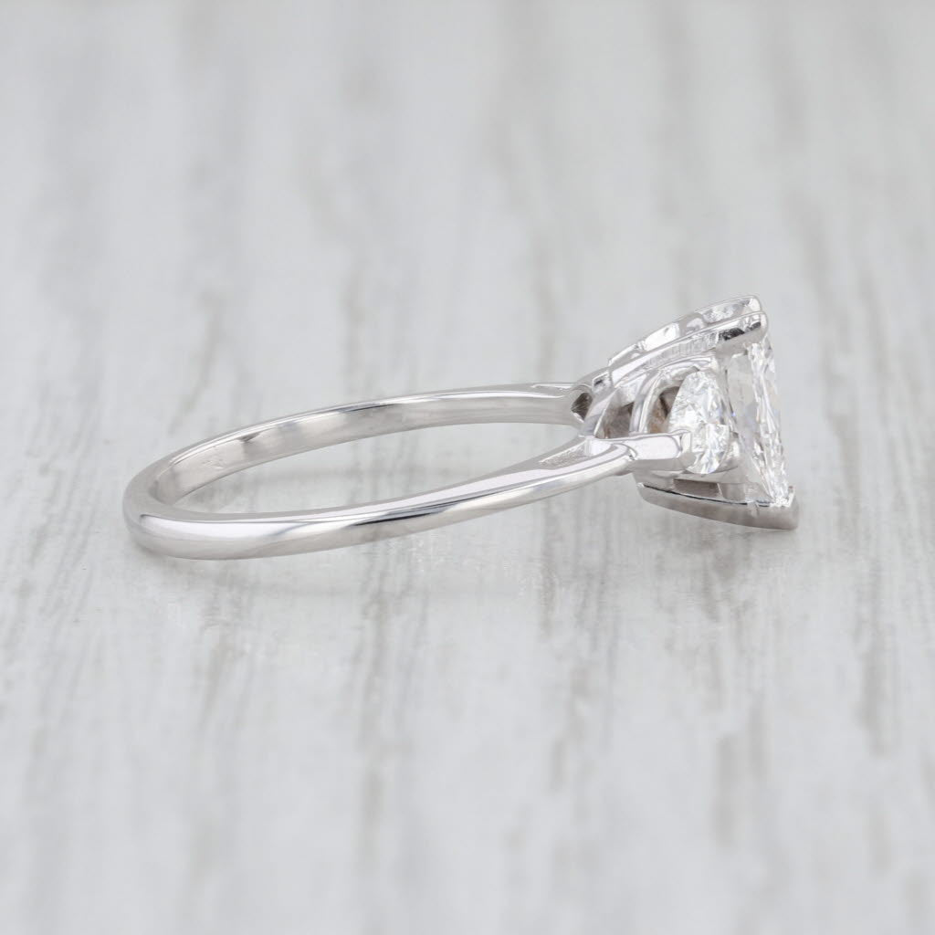 GIA 1.01ct Pear 3-Stone Diamond Engagement Ring 14k White Gold Size 6.25