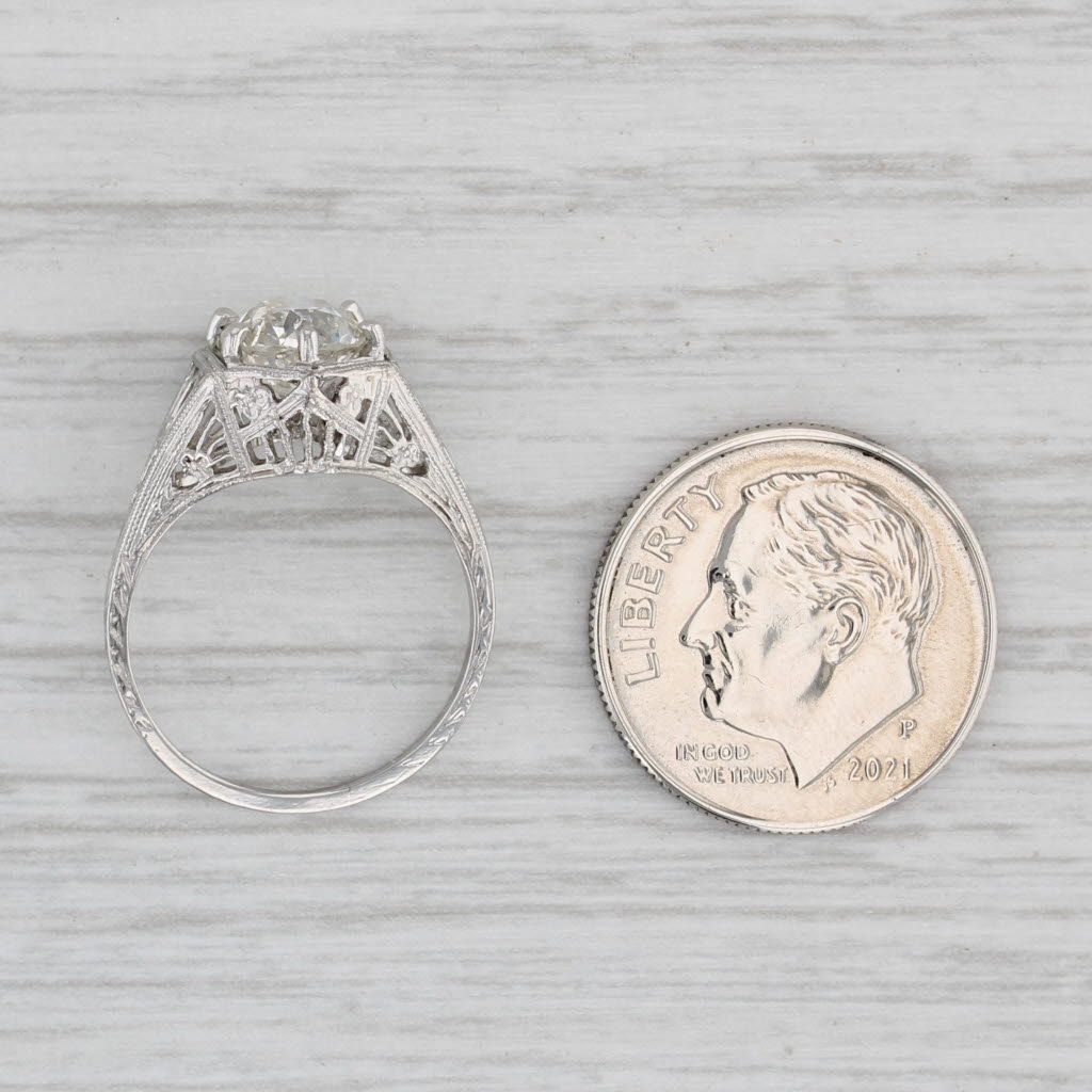 Light Gray Art Deco 1.31ct Diamond Solitaire Engagement Ring Platinum Size 4