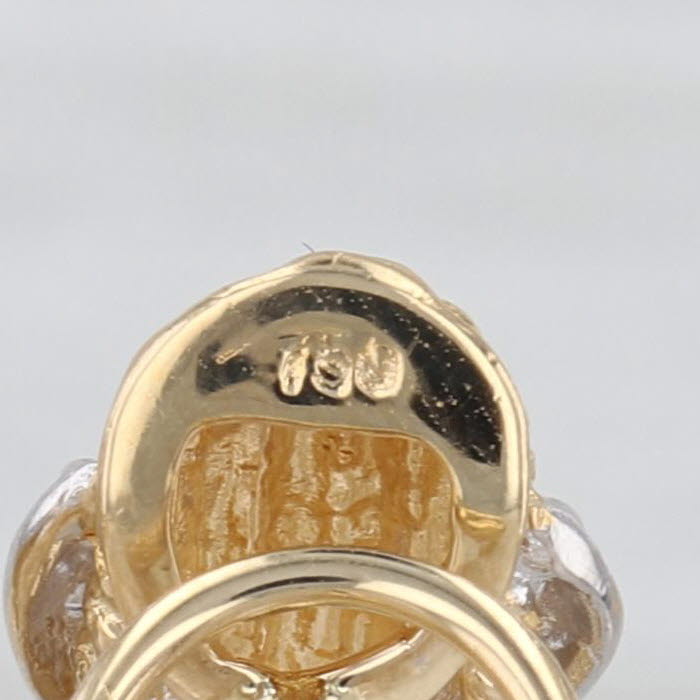 Diamond Crossover Drop Earrings 18k Yellow White Gold Pierced Omega Backs