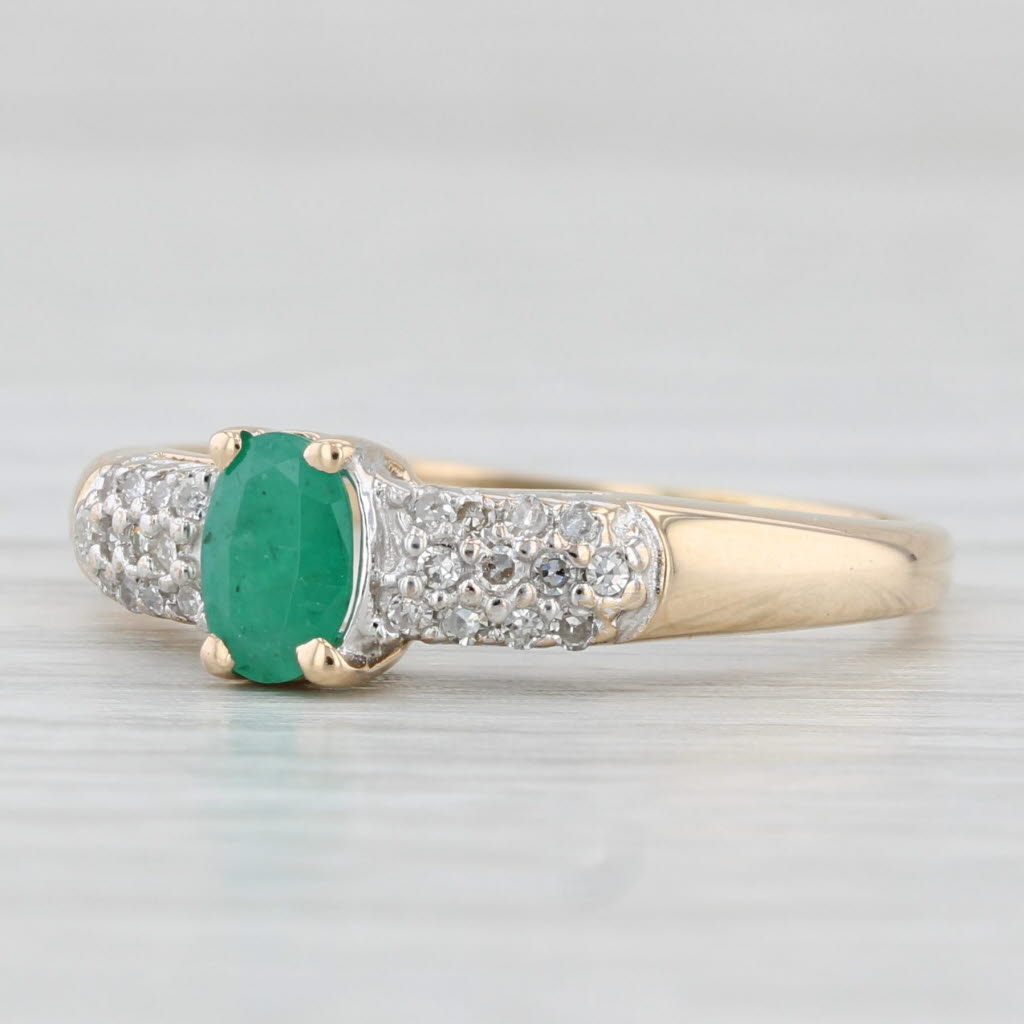 Light Gray 0.50ctw Oval Emerald Diamond Ring 10k Yellow Gold Size 8