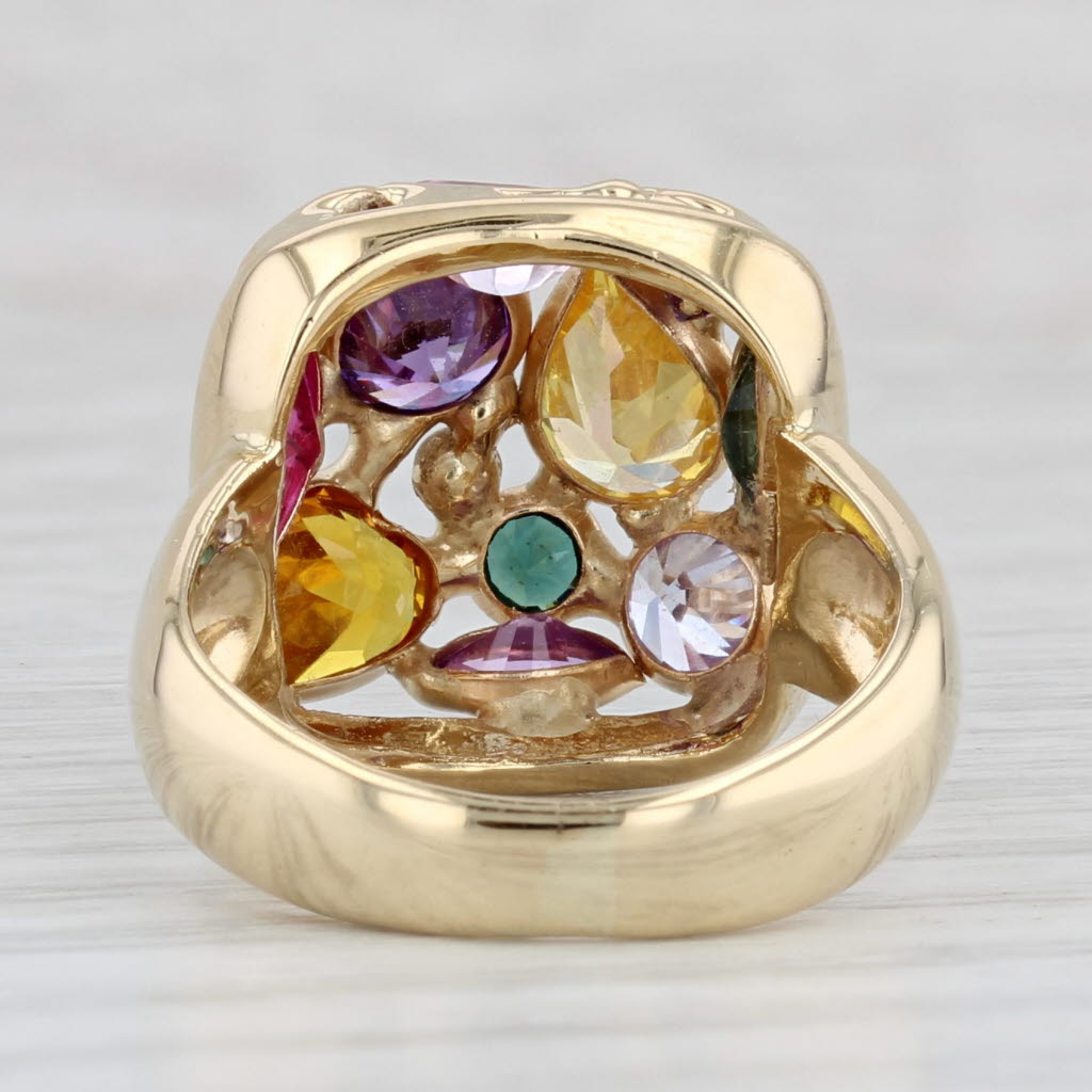 Light Gray Gemstone Ring 14k Gold Cubic Zirconia Lab Created Ruby Spinal Sapphire