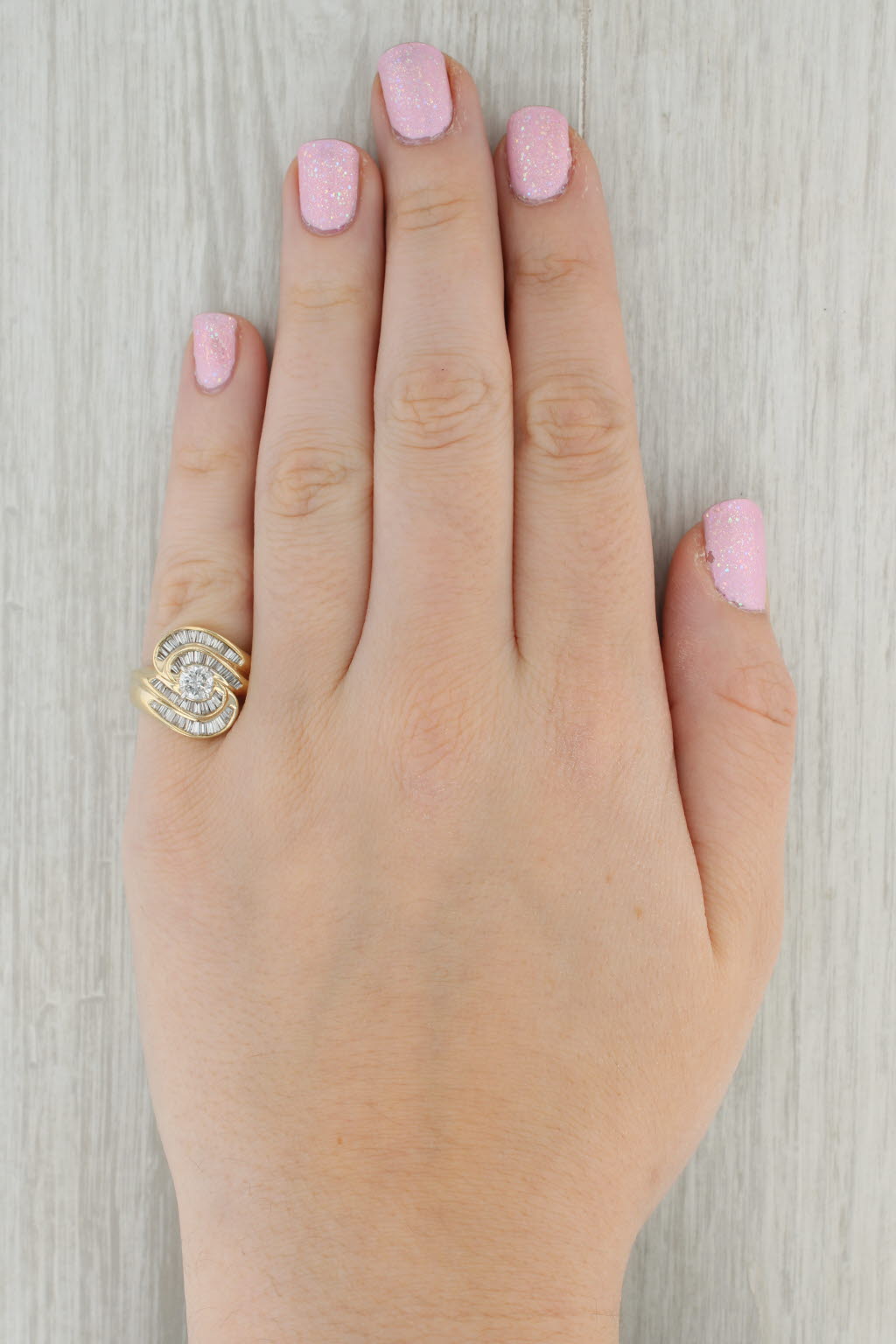 Tan 1.07ctw Round Diamond Swirl Engagement Ring 14k Yellow Gold Size 5.75