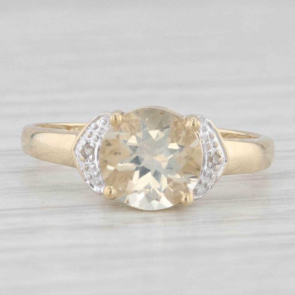 Light Gray 1.70ct Yellow Labradorite Diamond Ring 10k Yellow Gold Size 8